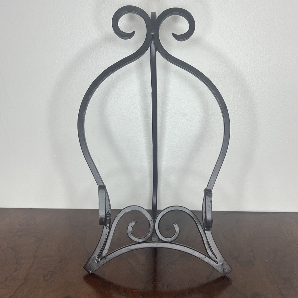 Brown Wrought Iron Display Easel, 15" Tall Decorative Metal Plate Book Art Stand